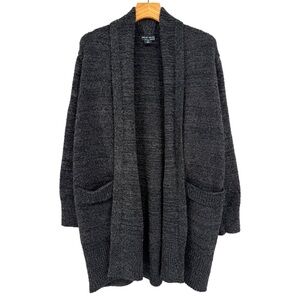 Barefoot Dreams CozyChic Knit Cali Open Front Cardigan in Charcoal Gray Size S